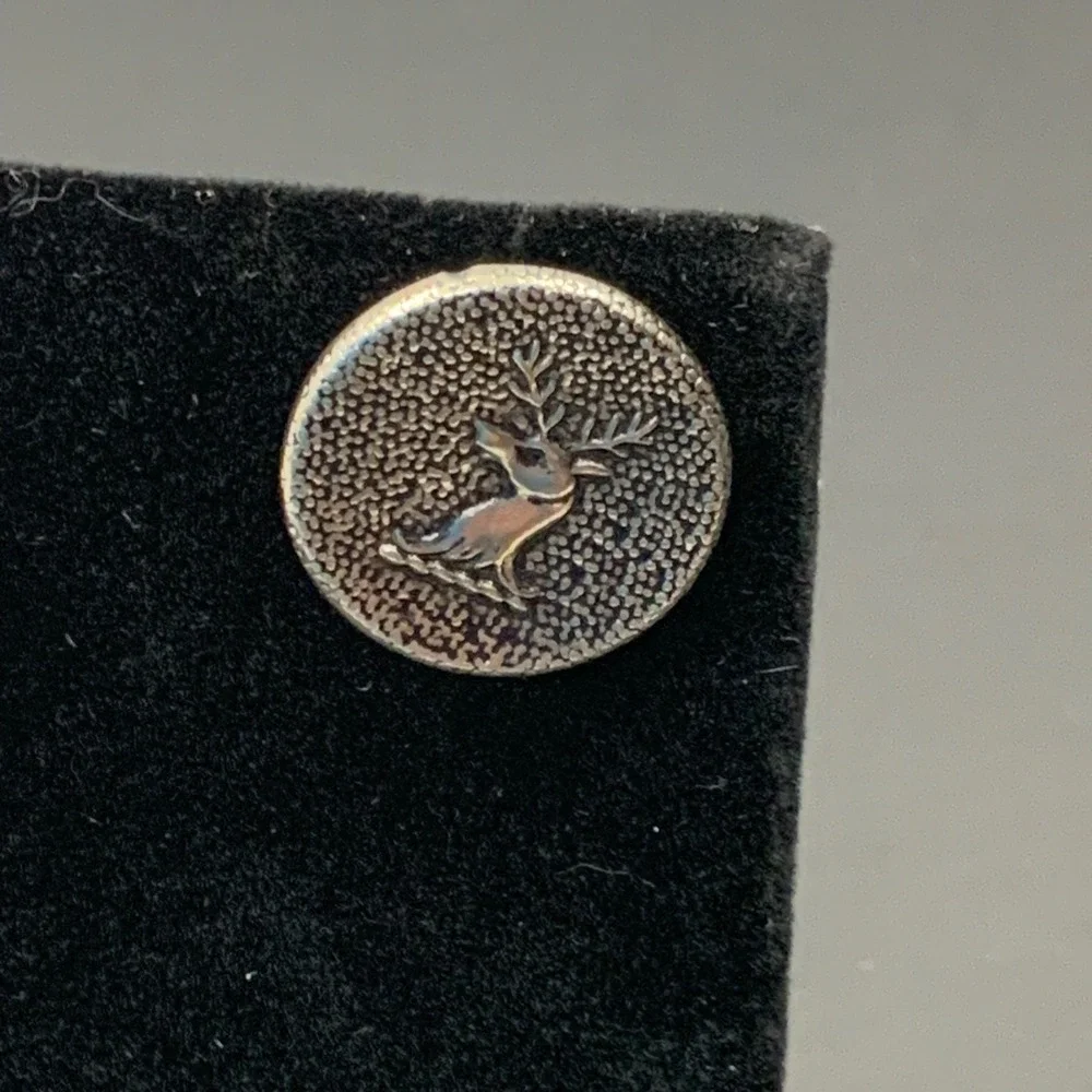 Vintage Silver Tone Stag Deer Head Oval Single‎ Cuff Link Replacement Wildlife